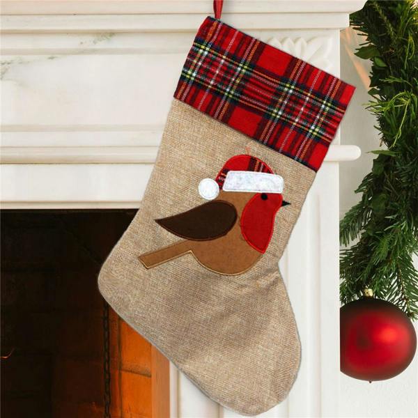 45cm Christmas Stockings Set of 4 Reindeer, Snowman, Robin and Pudding Hanging Decorations image 3