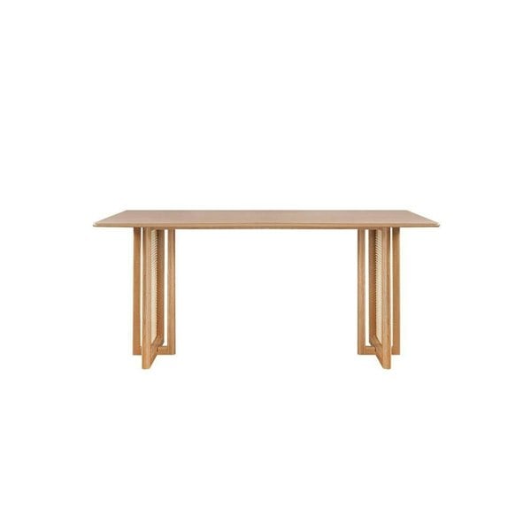 Gavril Rattan Dining Table, Oak, Rectangle in a lifestyle setting with corner dining table set