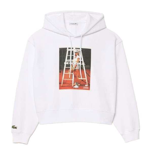 Lacoste Womens/Ladies Print Oversized Hoodie - White