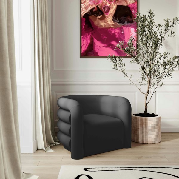 Furniture Edit Curves Black Velvet Lounge Occasional Accent Chair