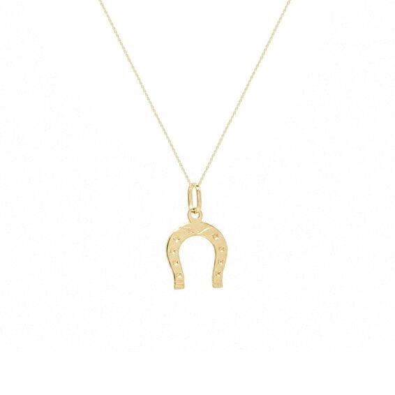 Spero London 9ct Solid Gold Horseshoe Equestrian Necklace