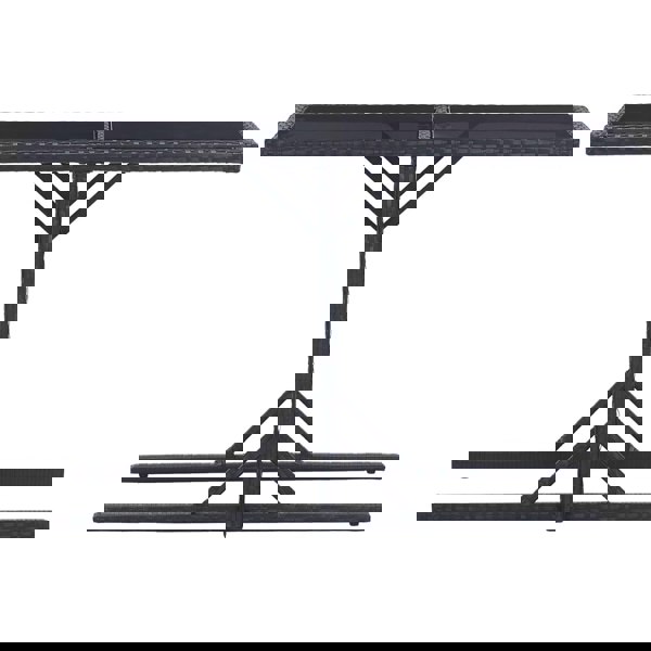 Berkfield Garden Table Black 110x53x72 cm Glass and Poly Rattan