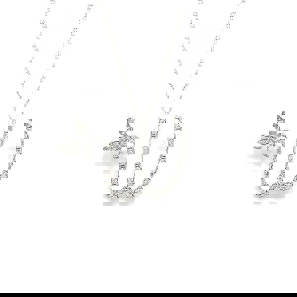 Say It With 1 Inch Winged Full CZ Stones Initial Necklace - Sterling Silver