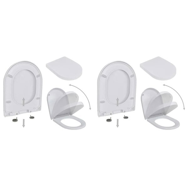 Berkfield Toilet Seats with Soft Close Lids 2 pcs Plastic White