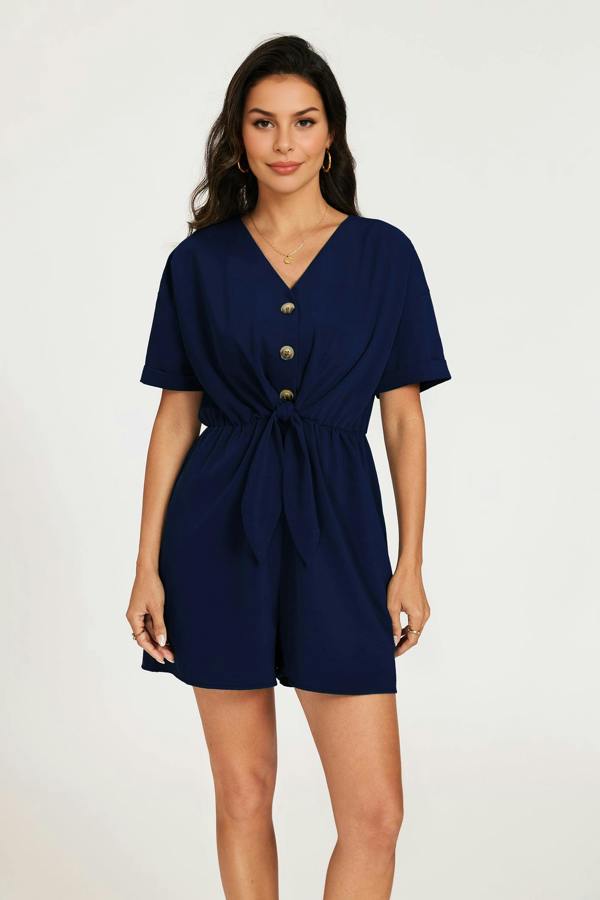 FS Collection Button Down Playsuit In Navy