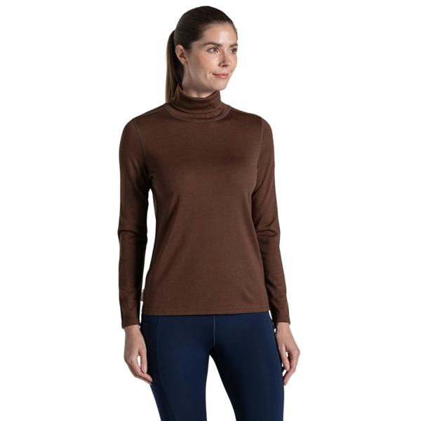 Craghoppers Womens/Ladies Charadrion Merino Wool Long-Sleeved T-Shirt - Dark Truffle - 