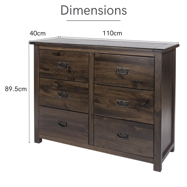 Core Products Boston 3 + 3 Wide Chest of Drawers