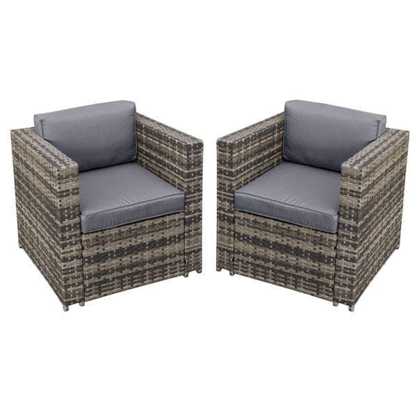 Oseasons Malta Rattan 2 Seat Twin Chair Set in Walnut Grey