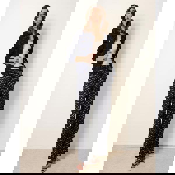 Blue Vanilla Spot Print Crinkle Wide Leg Trousers