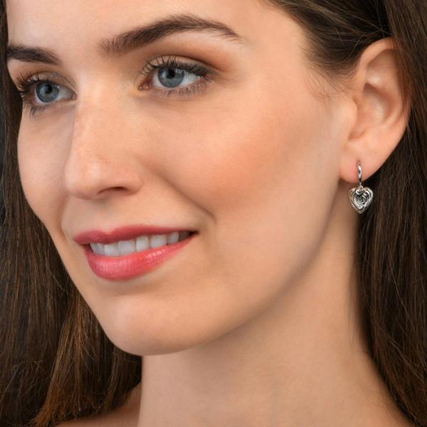 namana 925 Saterling Silver Heart Drop Earrings for Women