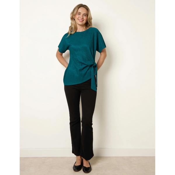 Blue Vanilla Side Tie Crinkle Top