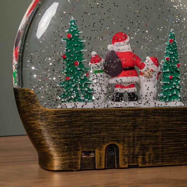 Samuel Alexander 19cm Battery Operated Light up Christmas Water Dome with Santa & Snowman Scene