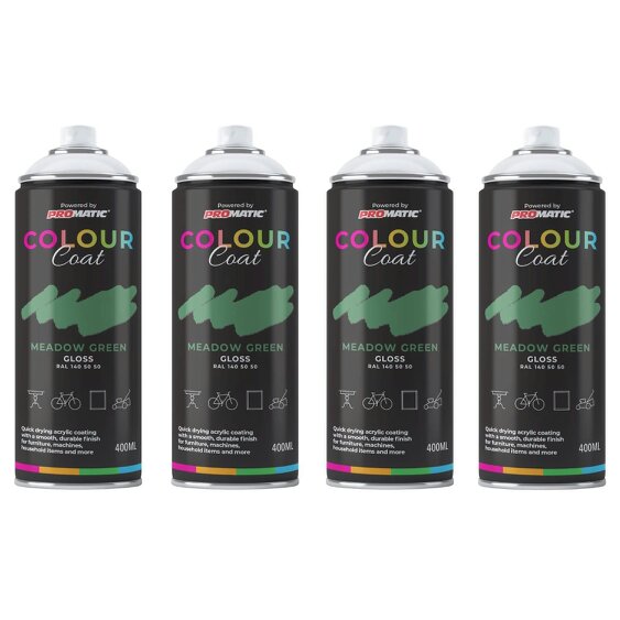 Colour Coat 4X Meadow Green RAL 140 50 50 Gloss Spray Paint 400ml