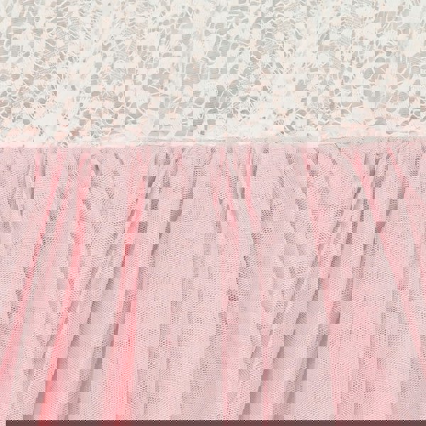 Close-up of a pink tulle skirt with lace top