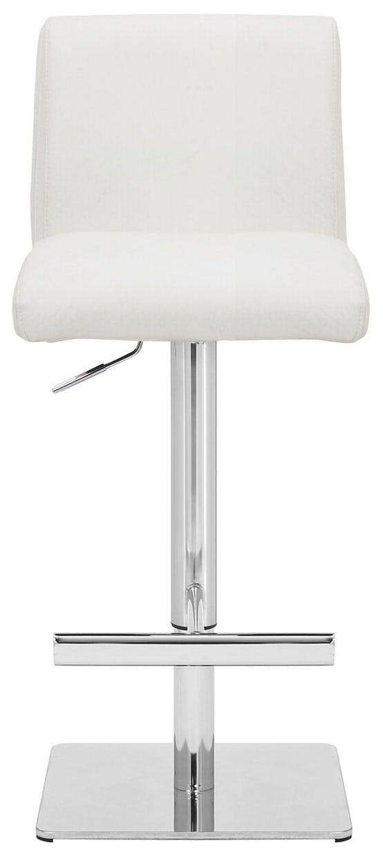 Lamboro Snella White Real Leather Kitchen Bar Stool, Adjustable Height with Weighted Base