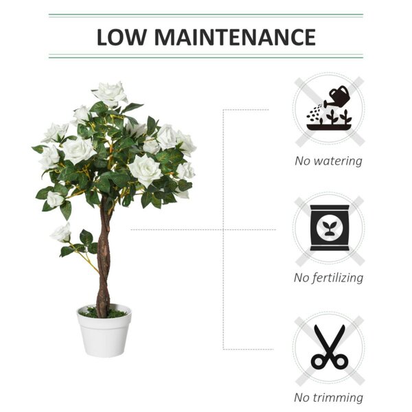 Dyzi 90cm Artificial Rose Tree 21 Flowers Potted Decorative Plant