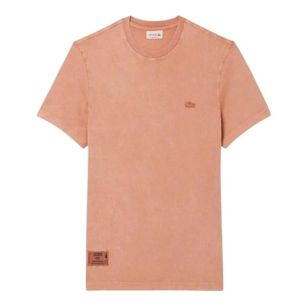Lacoste Mens Logo Crew Neck Regular T-Shirt - Latte - 