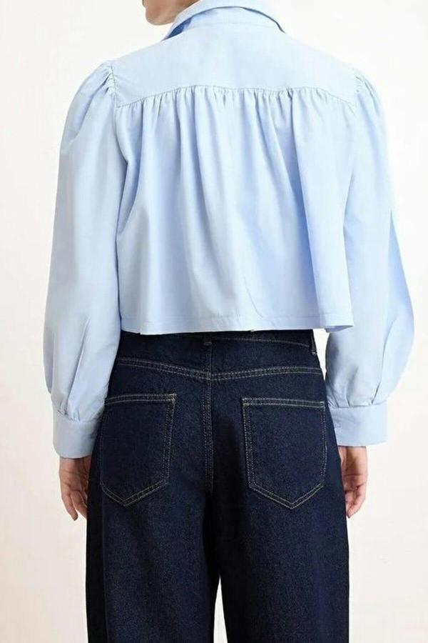 WOVCOR Gathered Crop Fit Shirt