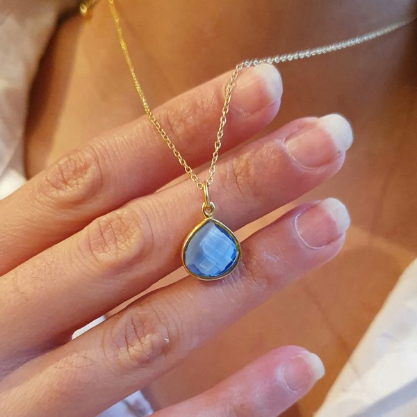 Blue Topaz December Birthstone Charm Necklace