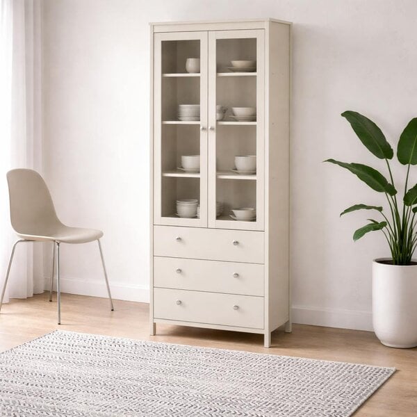 Wyld Haus Gossmere Natural Cashmere China Cabinet 2 Doors 3 Drawers