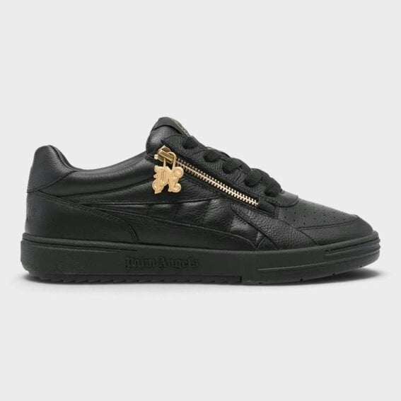 Palm Angels PA Side Zip University Sneakers Black Gold