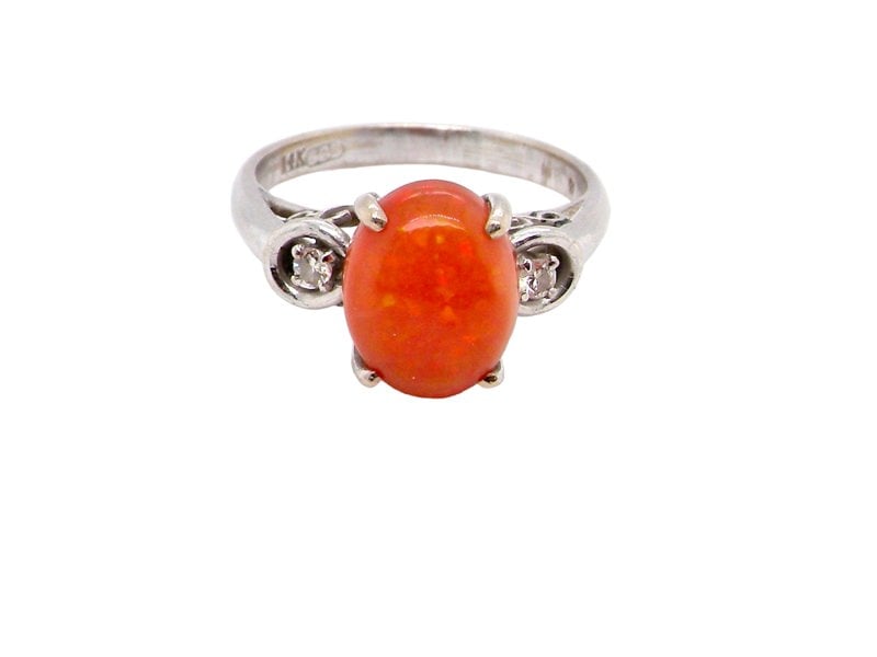 fire opal and diamond dress ring