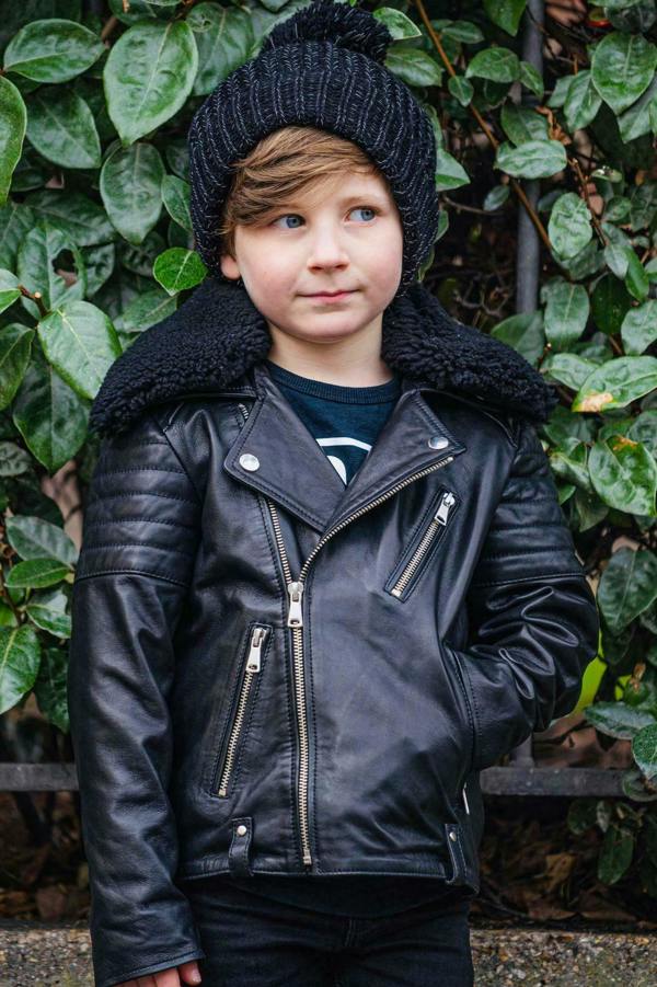 Infinity Leather Kids Jackets Boys 100% Leather Detachable Collar Biker Jackets (3-13 Years)