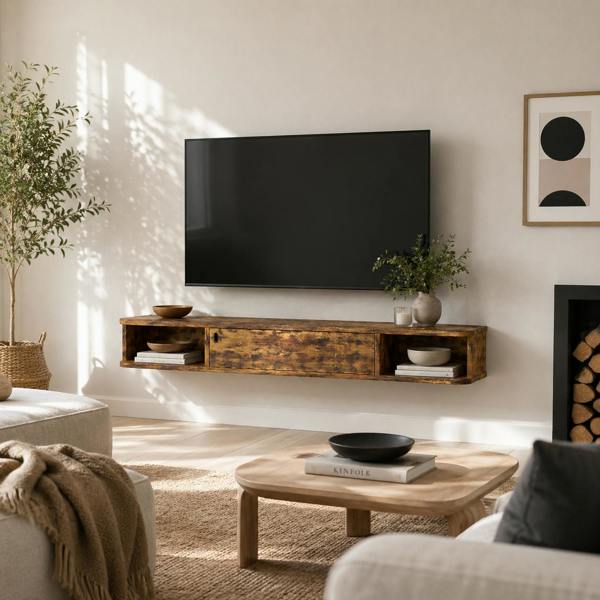 Wyld Haus Avamoro 120cm Rustic Brown Floating TV Unit For Screens Up To 50 Inches