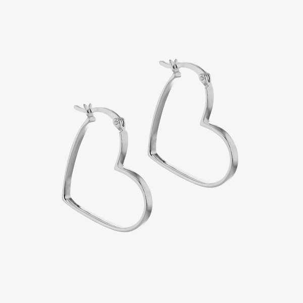 T. H. Baker Silver 25mm Open Heart Hoop Earrings 8.53.0003