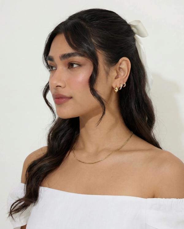 Elk & Bloom Set of Three 14k Gold Chunky Huggie Cubic Hoops