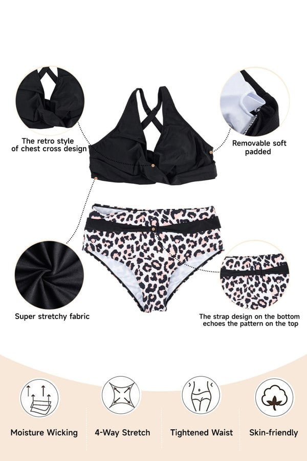 Living and Home Two Piece Swimsuits Bikini Set - Black