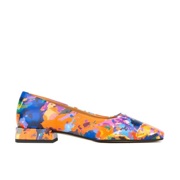 Embassy London Ballerina - Summer Colours - Women's low heel square toe leather pump in bright print