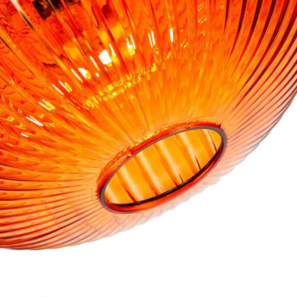Modern Designer Orange Line Ribbed Glass Oval Pendant Lamp Shade Image 5