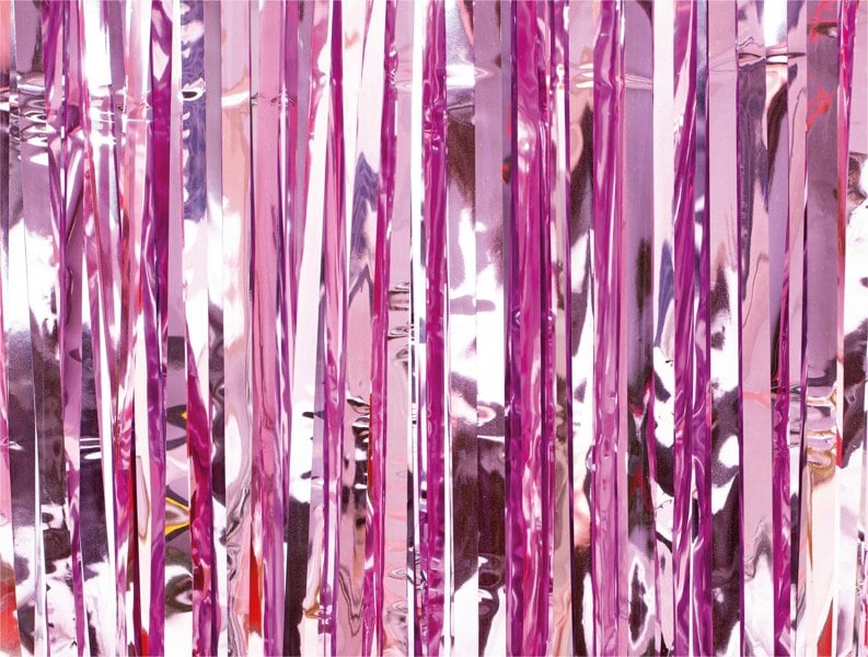 Cheetah Shimmer Tinsel Curtain, 2M x 1M Pink