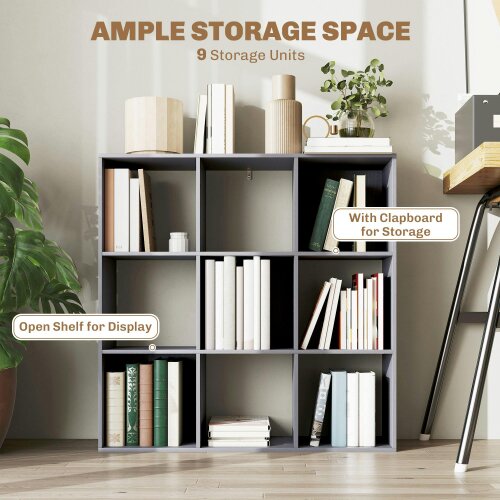 Wyld Haus Royore Wooden Grey 9 Cube Storage Bookcase