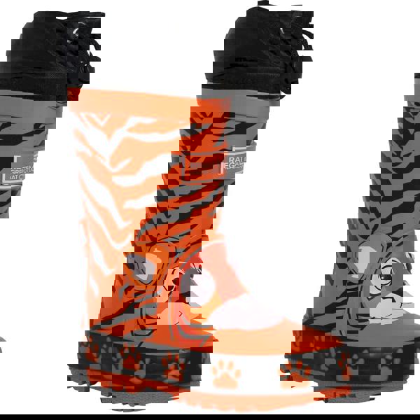 Regatta Childrens/Kids Mudplay Tiger Print Wellington Boots - Blaze Orange - 