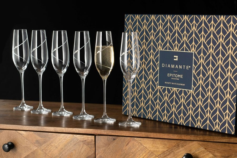 Diamante Silhouette Party Bundle - Champagne & Wine - 12 Glasses