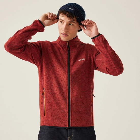 Regatta Mens Newhill Marl Full Zip Fleece Jacket - Red Ochre