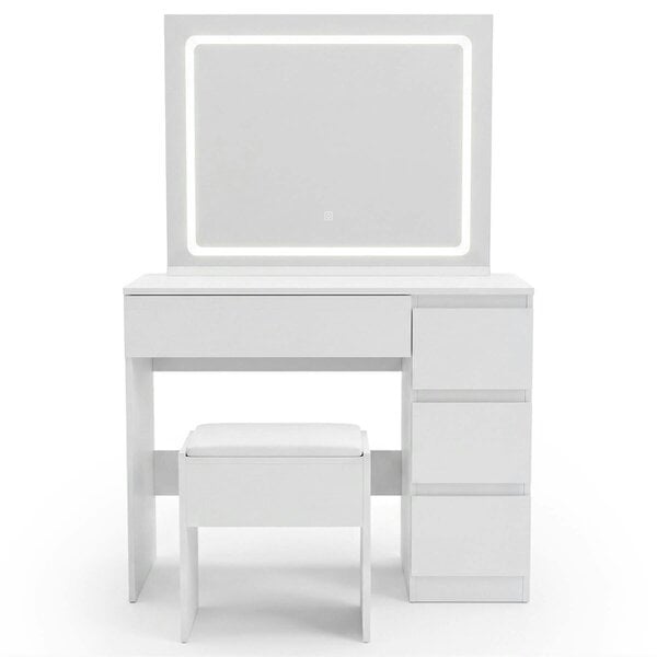 Kosy Koala Modern Dressing Table with LED Lights Mirror Vanity Makeup Desk Stool Set