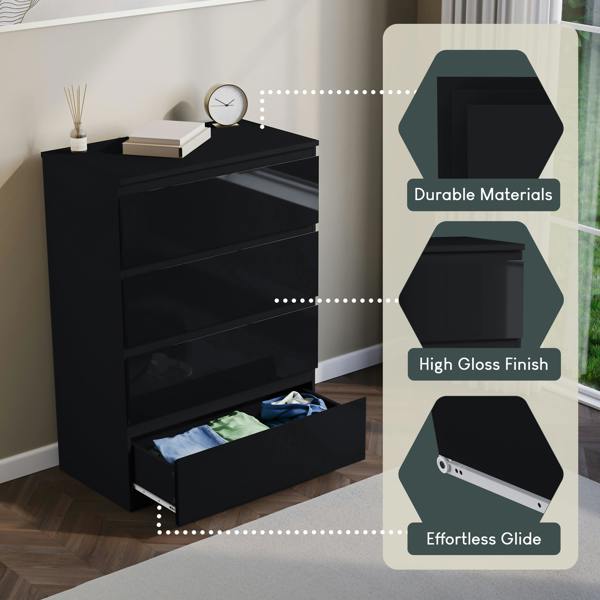 Vida Designs Glinton 4 Drawer Chest, Black