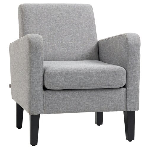 Wyld Haus Lurasa Linen Look Light Grey Box Style Armchair