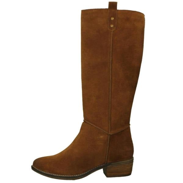 Spot On Ladies Low Cuban Heel Suede Leather High Leg Boot with Inside Zip F51230