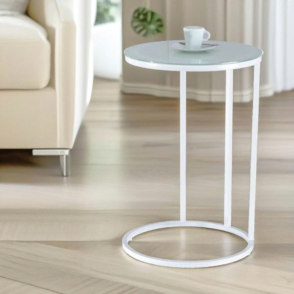 Rafaelo Mobilia Round C Shaped Side Table White