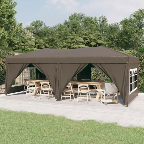Berkfield Folding Party Tent with Sidewalls Taupe 3x6 m