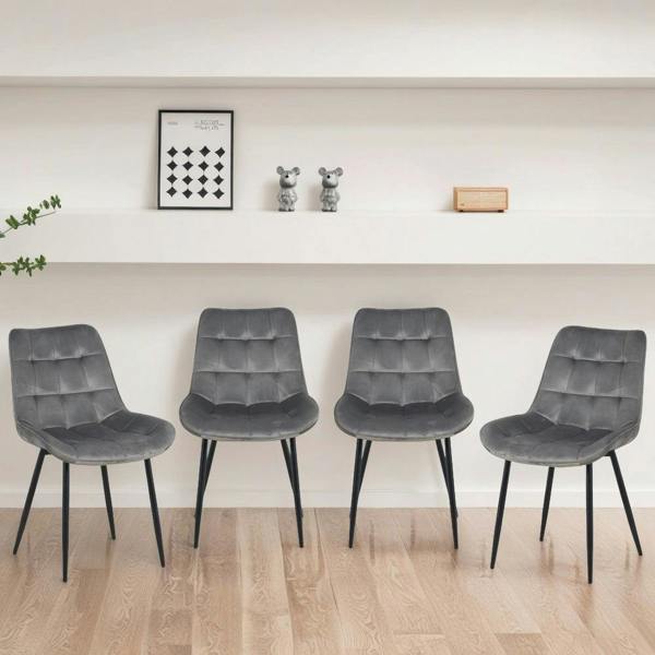 Outdoor Living Erica Plush Velvet Comfort Dining Chairs - Set of 4 - gray