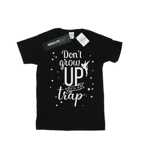 Disney Womens/Ladies Tinker Bell Don´t Grow Up Cotton Boyfriend T-Shirt - Black