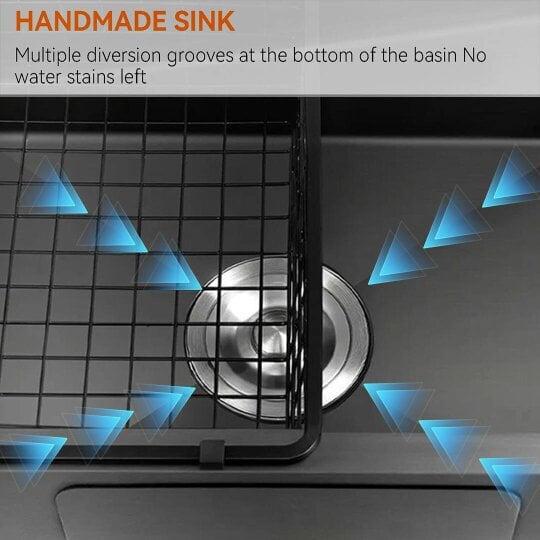 Havendro Black Kitchen Sink Undermount Drop-in Single Bowl Stainless Steel