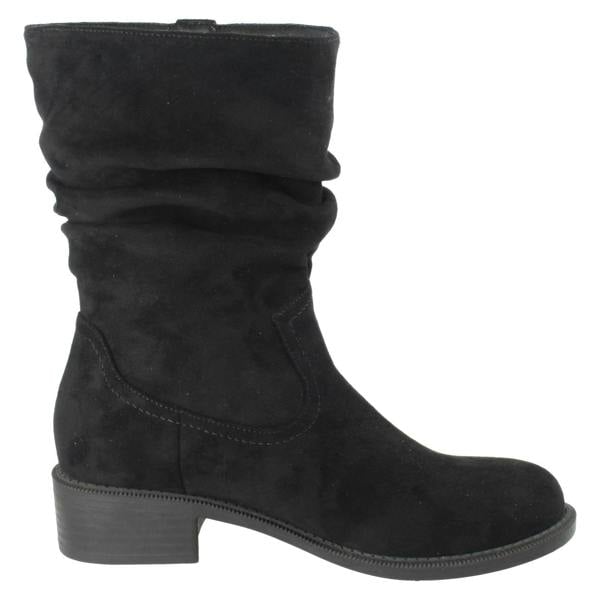 Spot On Ladies Spot On Low Heel Microfibre Zip Mid Calf Boots F51254