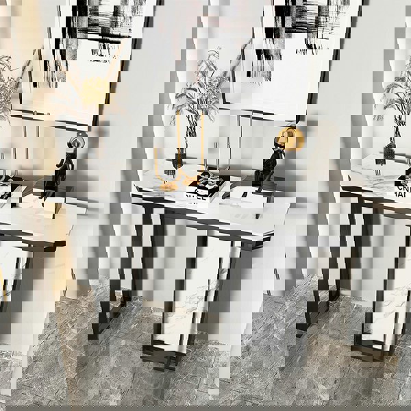 Huli Metal Modern Console Table, Black & White-Rit Concept-Rit Concept