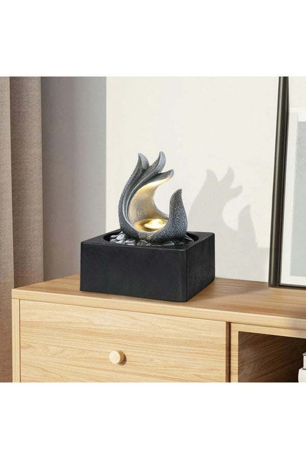 Living and Home Tabletop Resin Water Fountain with LED Light